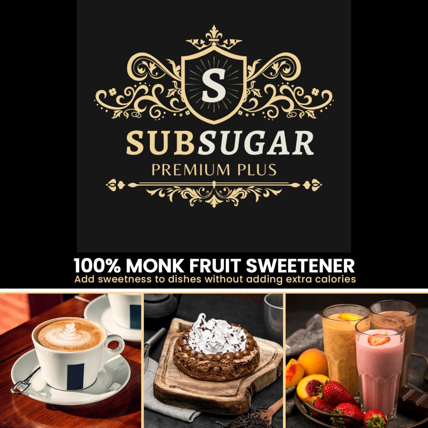 SubSugar 100% Monk Fruit Drops -about 8.5 oz of Pure Liquid Monk Fruit Sweetener No Erythritol Sugar Alternative Concentrated Syrup Zero Calorie Sugar Free for diabetes & Keto Food Kosher