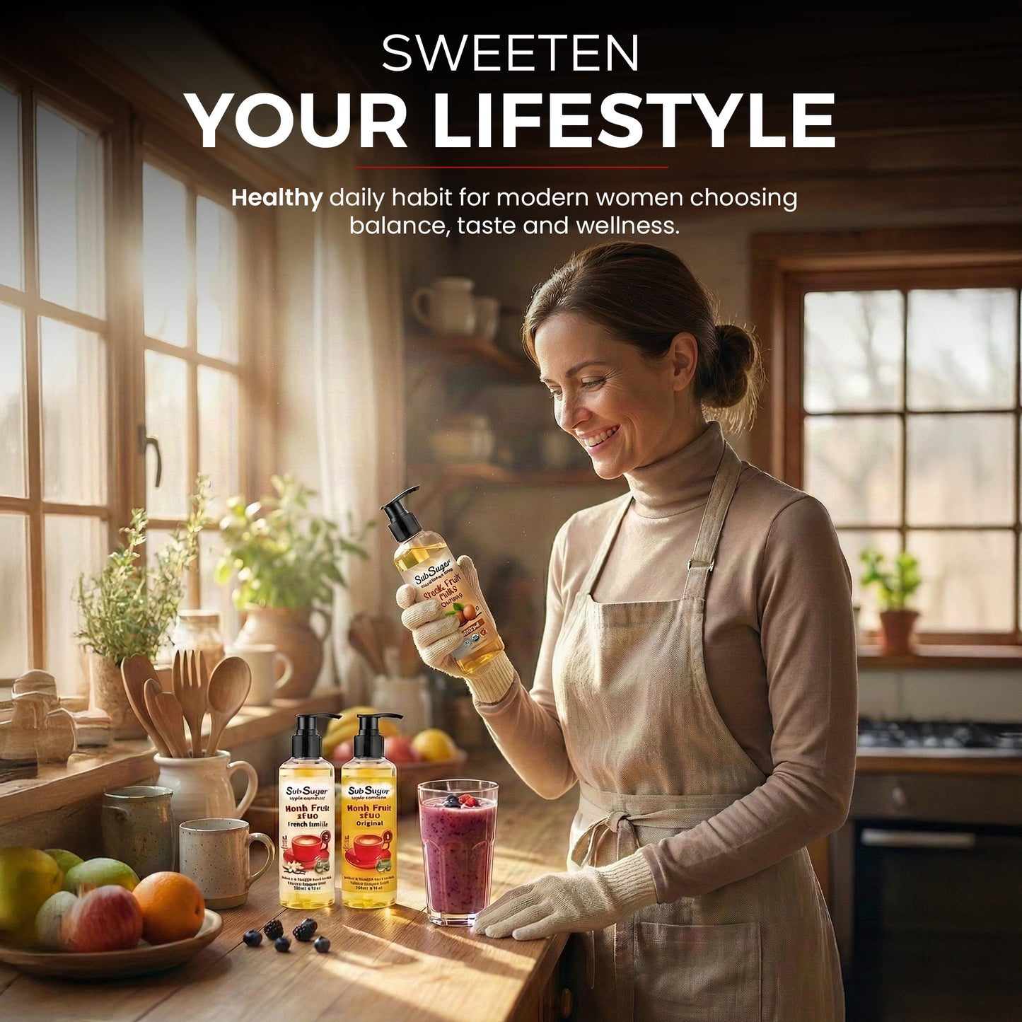 New! SubSugar Monk Fruit Sweetener Syrup, Hazelnut Flavor, Pump Bottle, 8 oz