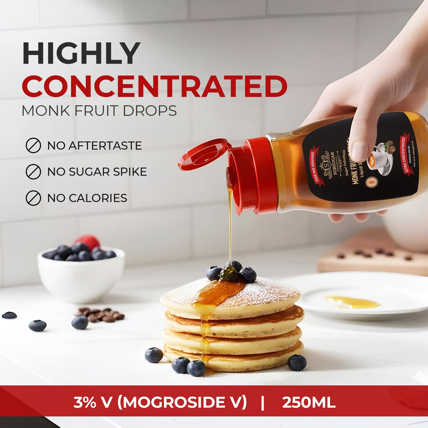 New! SubSugar  Monk Fruit Drops -  Liquid Monk Fruit Sweetener No Erythritol Sugar Alternative Concentrated Syrup Zero Calorie Sugar Free for diabetes & Keto Food Kosher