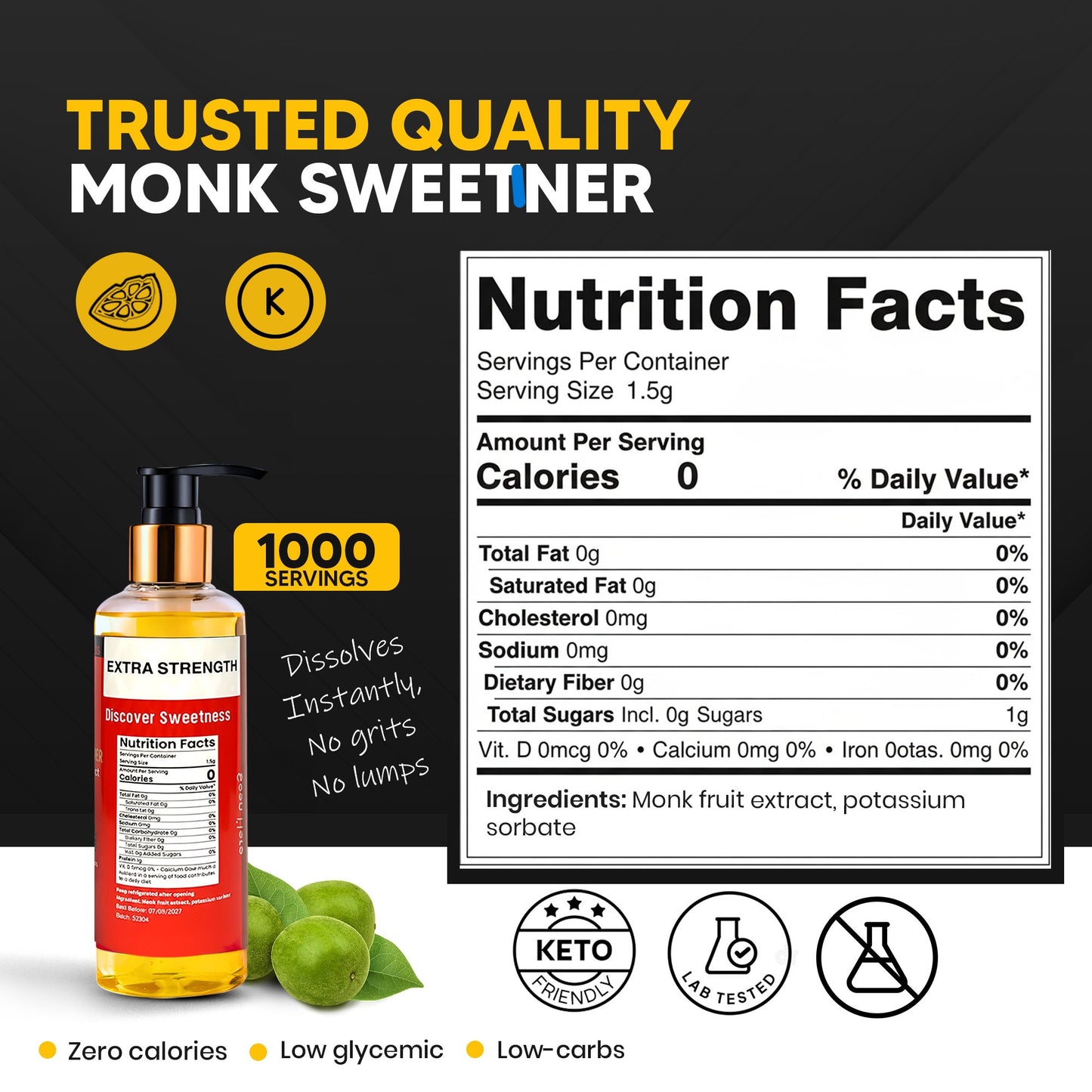Concentrated Monk Fruit Liquid Pump Bottle - red label
