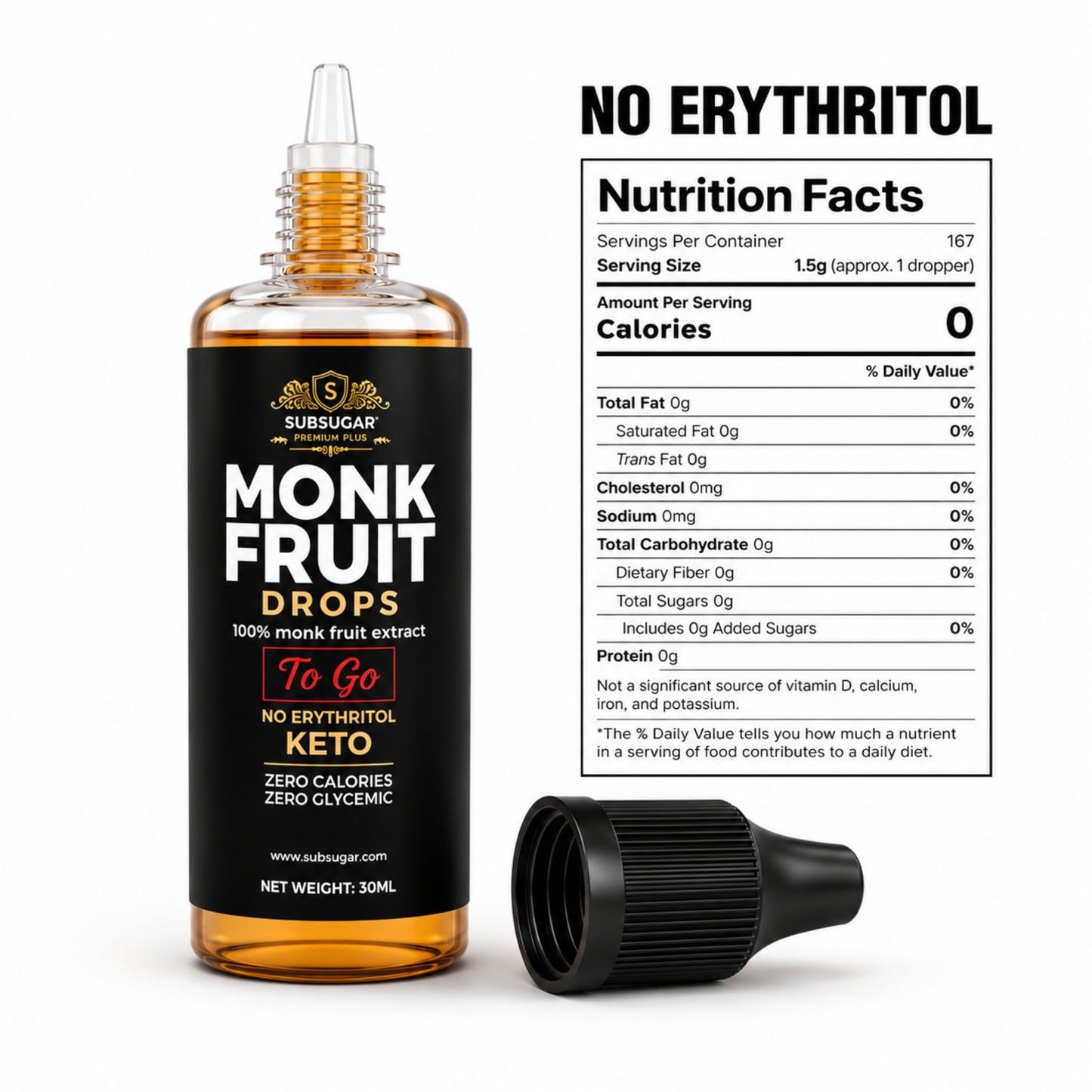SubSugar Liquid Monk Fruit Sweetener To Go 30ml